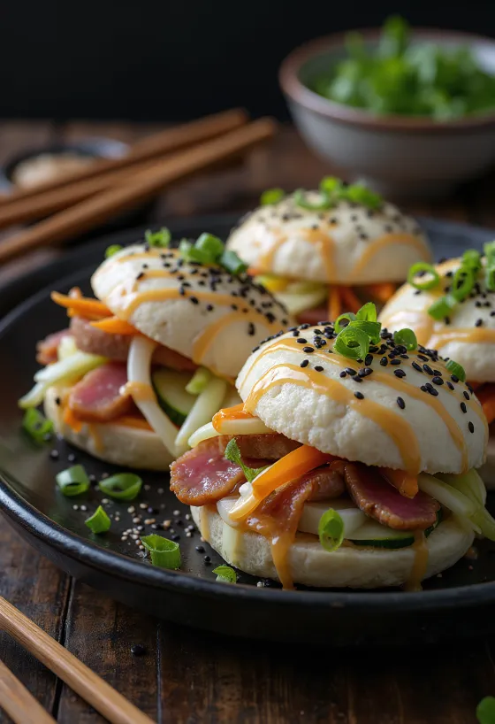 Japán stílusú tonhalas bao bun tálalva