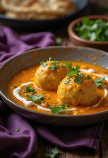 Malai Kofta, egy krémes indiai étel tálalva