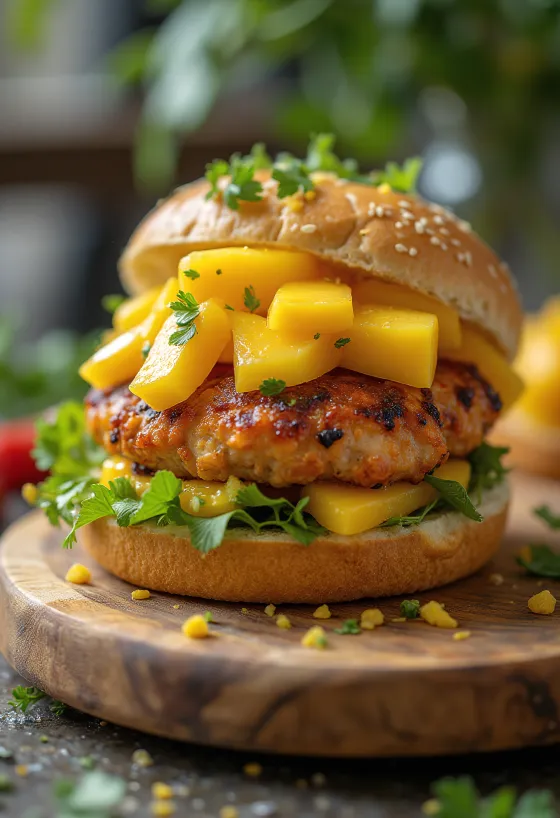Mangós Burger tálalva