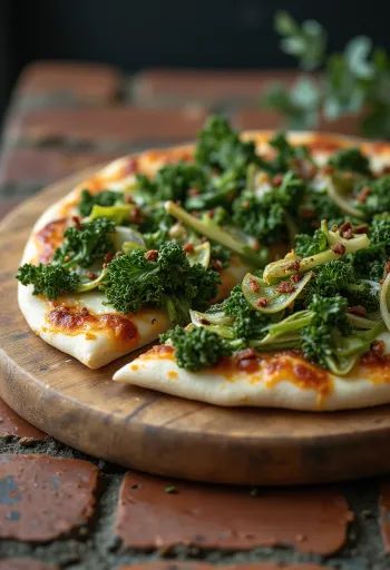 Frissen sült fodros keles pizza