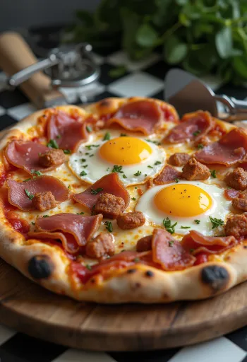 Pizza alla Pancetta e Uova ropogós pancettával és tojással