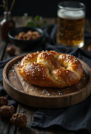 Friss, házi készítésű sós pretzel, ropogós és aranybarna