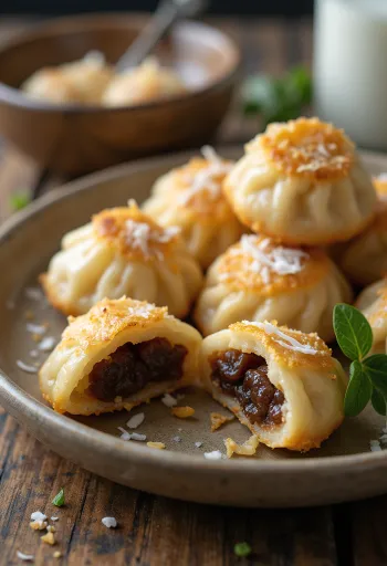 Quinoás édes dumpling tálalva