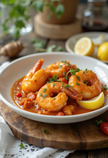 Vindaloo garnélával, fűszeres szószban tálalva