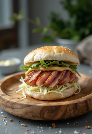 Wasabis és tonhalas bao bun tálalva