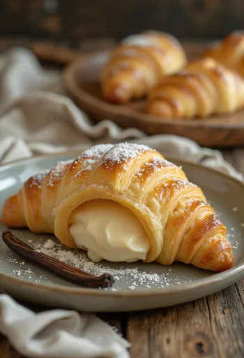 Bourbon vaníliás croissant tálalva