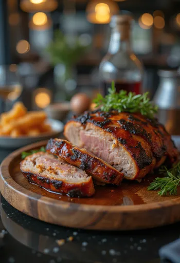 Füstölt BBQ pulykalapocka tálalva