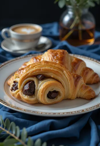 Frissen sült kétszínű croissant