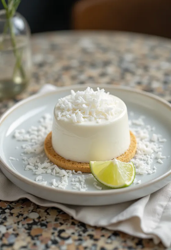 Kókuszos panna cotta torta elegáns tálalásban