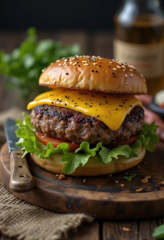 Marha & Bors burger tálalva