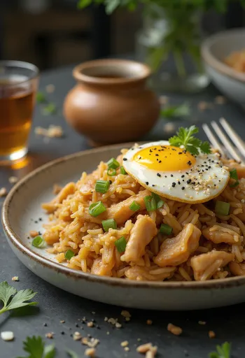 Nasi Goreng Gyömbérrel, gazdag fűszerekkel és friss gyömbérrel tálalva