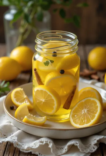 Pickled lemons in a glass jar