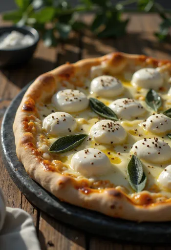 Pizza alla Salvia friss zsályával és ricottával