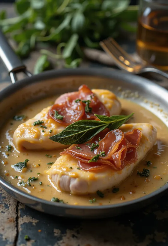 Saltimbocca pulykamellel, szalonnával és friss zsályalevelekkel
