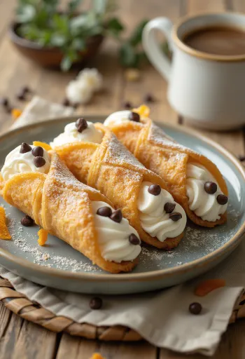 Cannoli ricottás töltelékkel, porcukorral megszórva