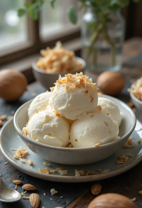Coconut Almond Ice Cream tálalva