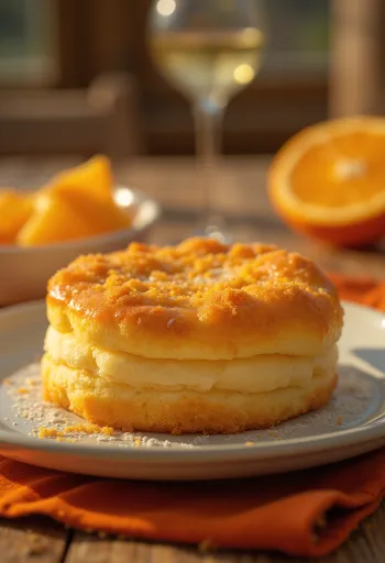 Eccles cake narancslekvárral, ropogós tésztában, gyümölcsös töltelékkel tálalva