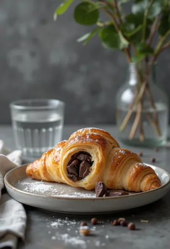 Étcsokoládés-mentás croissant frissen sütve