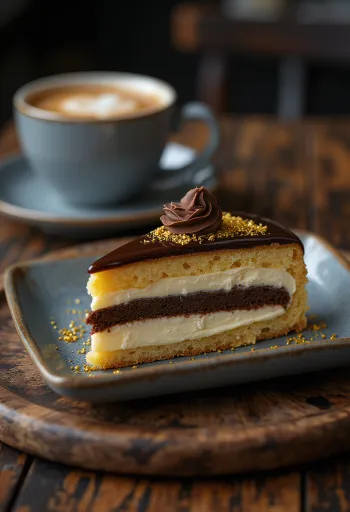 Francia opera torta csokoládé ganache rétegekkel és espresso ízesítéssel
