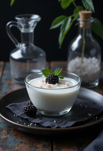Füstölt panna cotta tálalva