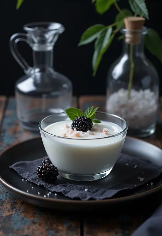 Füstölt panna cotta tálalva
