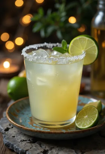 Margarita koktél sós peremmel és lime szelettel díszítve