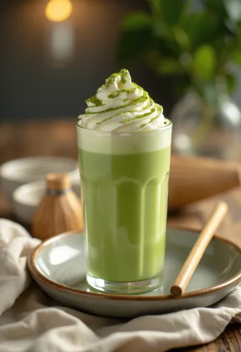 Matcha frappé frissen tálalva