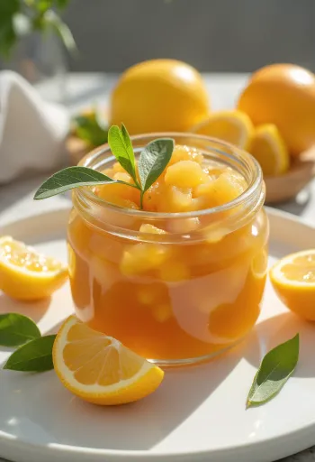 Narancsos-citromos gyömbér chutney tálalva