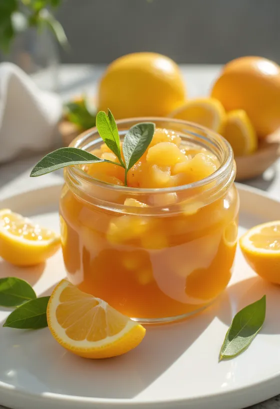 Narancsos-citromos gyömbér chutney tálalva