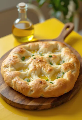 Sütőporos focaccia tálalva