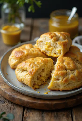 Bajor mustáros scone tálalva