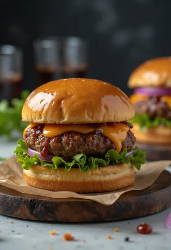 BBQ hamburgerek szaftosan tálalva