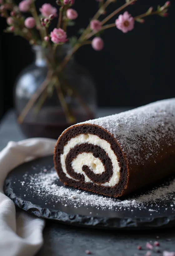 Bolo de Rolo tejszínnel, porcukorral díszítve