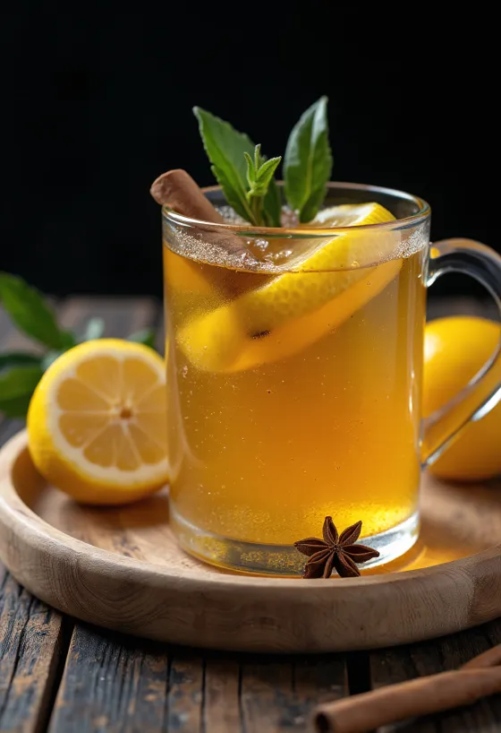 Citromos-mézes cider tálalva