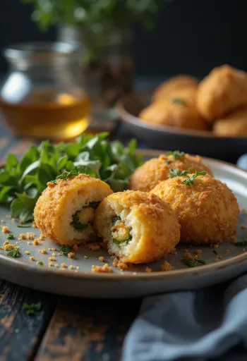 Coxinha zöldségekkel, ropogós zöldséges túróval töltött brazil étel