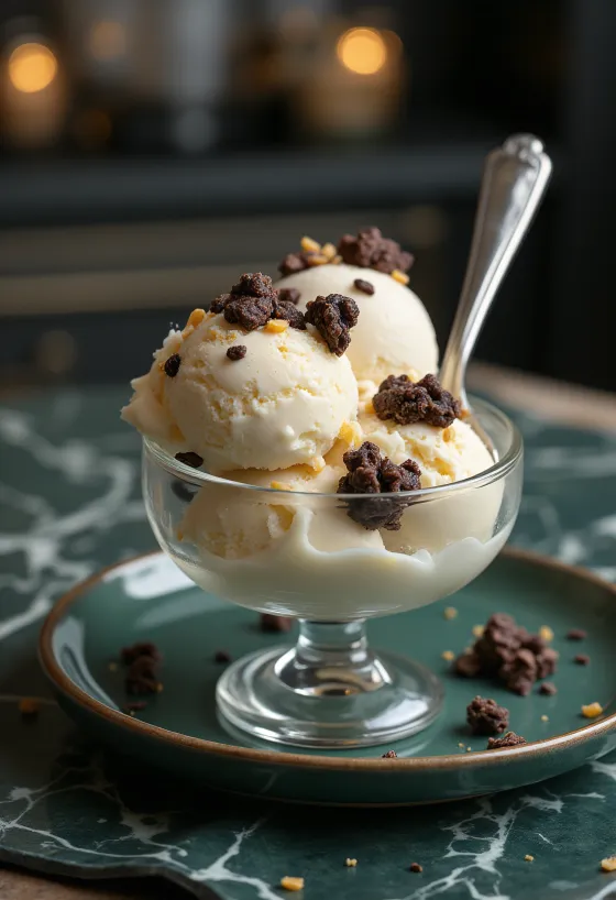 Crunch Ice Cream fagylalt tálalva