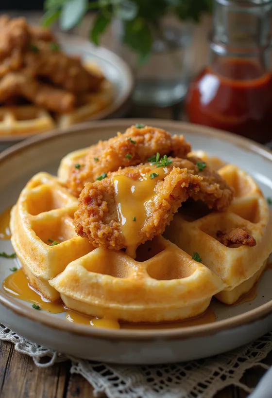 Csirkés Gofri tálalva