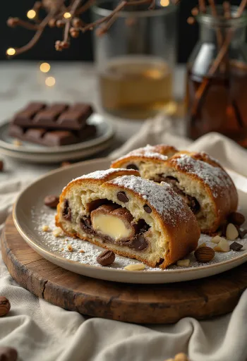 Csokoládés Stollen tálalva