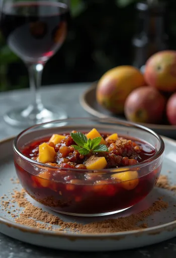 Fahéjas mangós vörösboros chutney tálalva