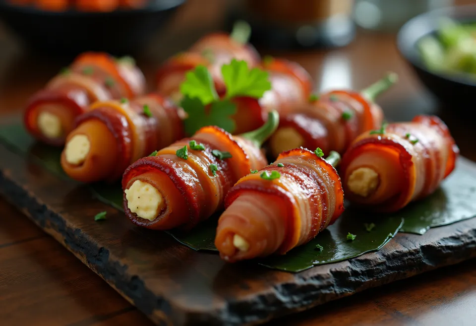 Baconös töltött paprika