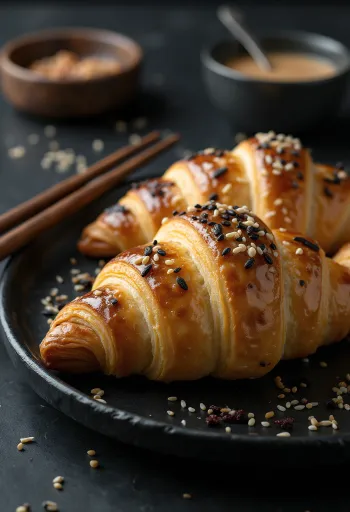 Frissen sült kínai vörösbabos croissant