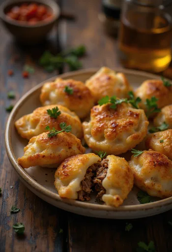 Marokkói bárányhúsos dumpling tálalva