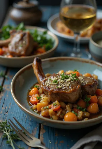 Osso buco borjúcsülök gremolatával tálalva
