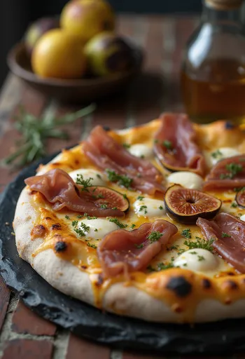 Pizza ai Fichi e Prosciutto fügével és sonkával