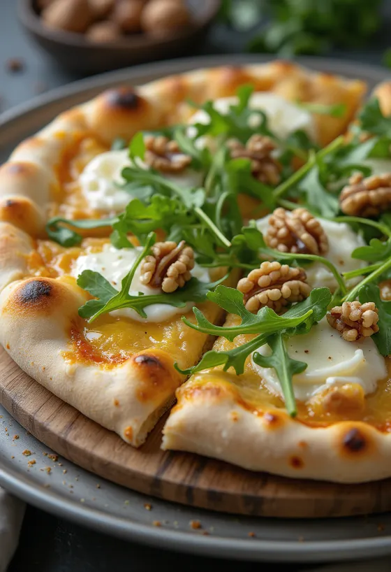 Gorgonzolás pizza dióval és mézzel