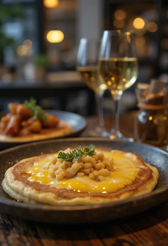 Raclette pancake tálalva