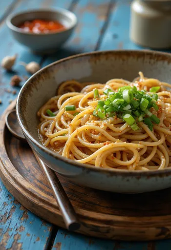 Zaru soba shichimi togarashival, szójaszósszal és friss gyömbérrel tálalva