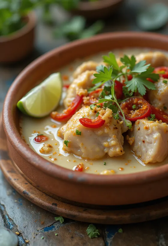 Bicol Express fűszeres változat, friss chilivel és kókusztejjel