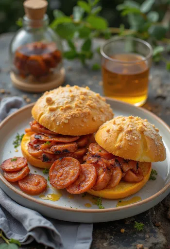 Bolo do Caco chouriçóval, frissen tálalva