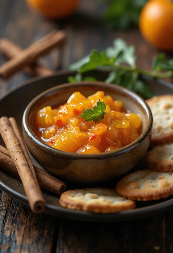 Fahéjas narancsos chili chutney tálalva